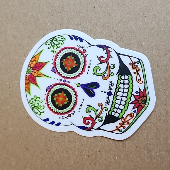 Add on!! 2.25" x 3" Sugar Skull Die Cut Sticker - Picture 1 of 4